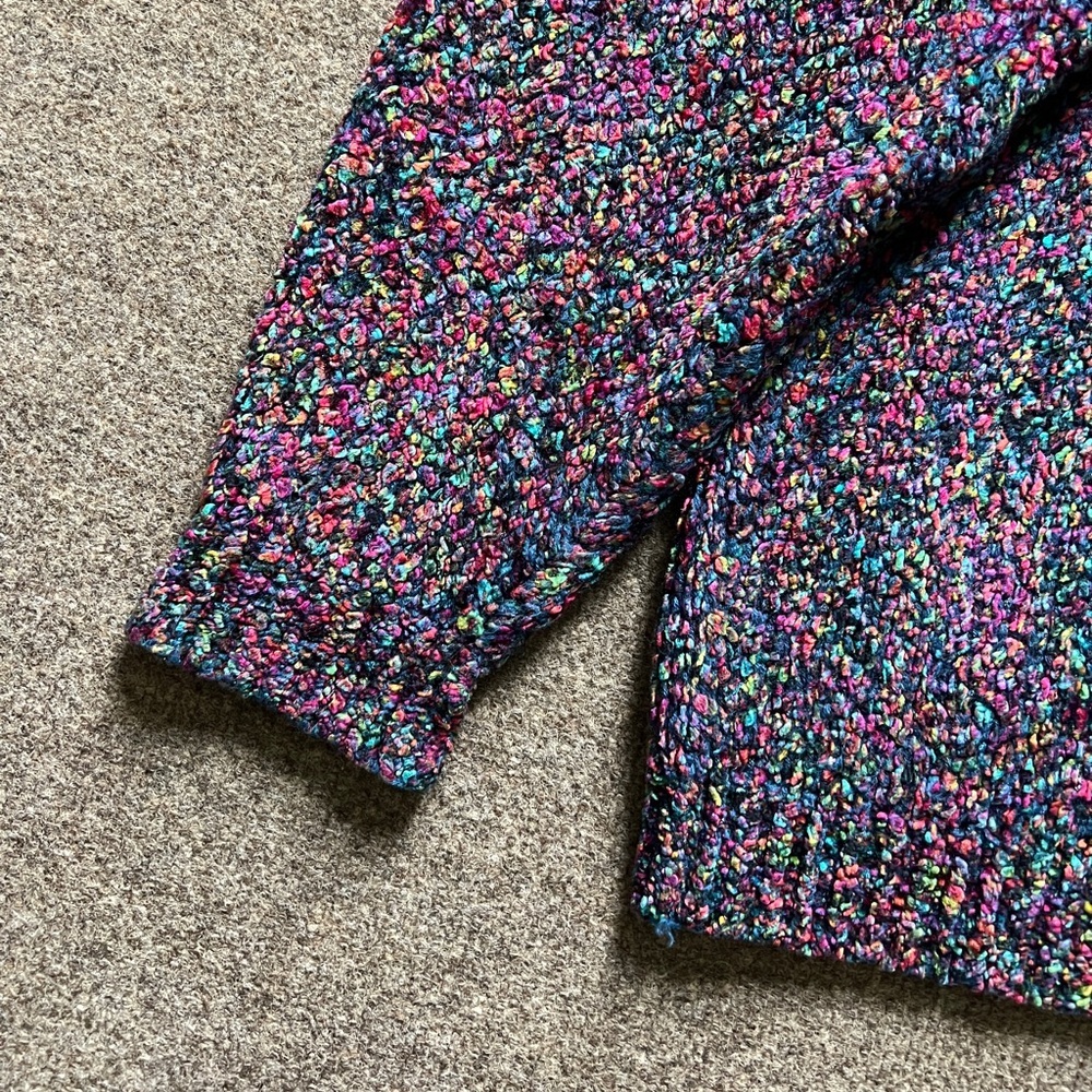 VTG 90s Express Tricot Multicolor Chenille Mock Neck Wool Blend Sweater Size Med - Picture 3 of 16